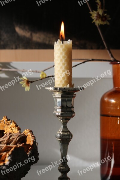 Beeswax Candle Decoration Winter Flame