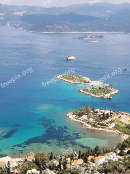 Island Chain Beautiful Sea Ancient Port Sunny Day Mediterranean