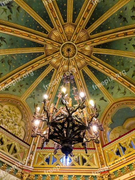 Chandelier Castell Coch Wales Ceiling Ornate Ceiling