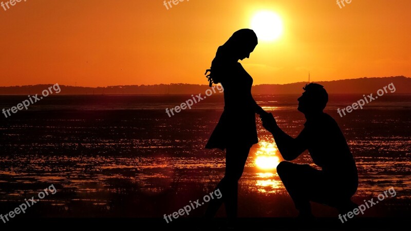 Sunset Couple Love Romantic Romance