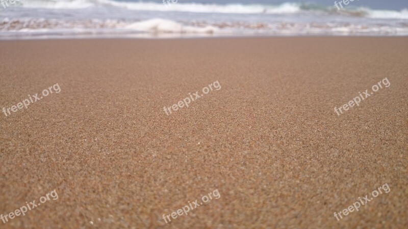 Beach Sand Waves Focus Foggy