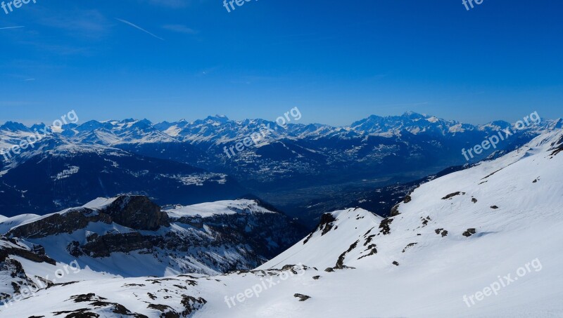 Mountains Snow Rocks Winter Landscape