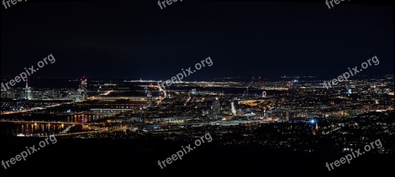 Vienna Panorama Night Evening Ferris Wheel