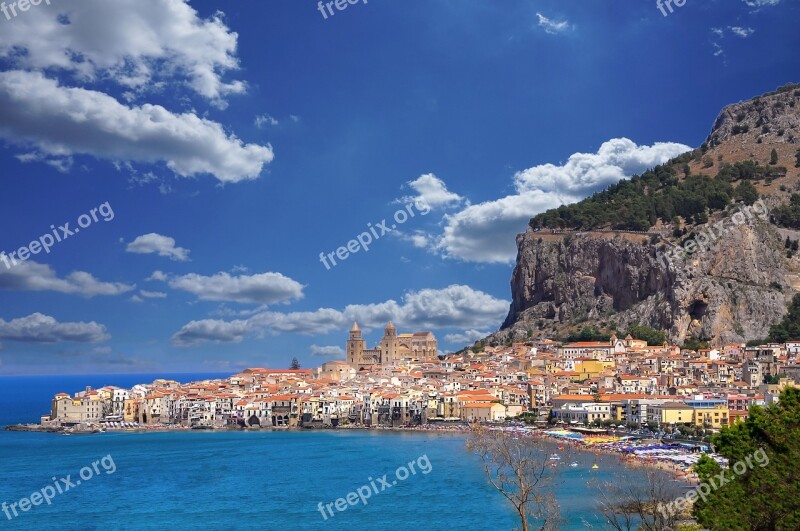 Cefalù View Italy Sicily Landscape