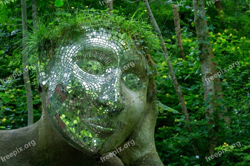 Sculpture Plant Mirror Green Face