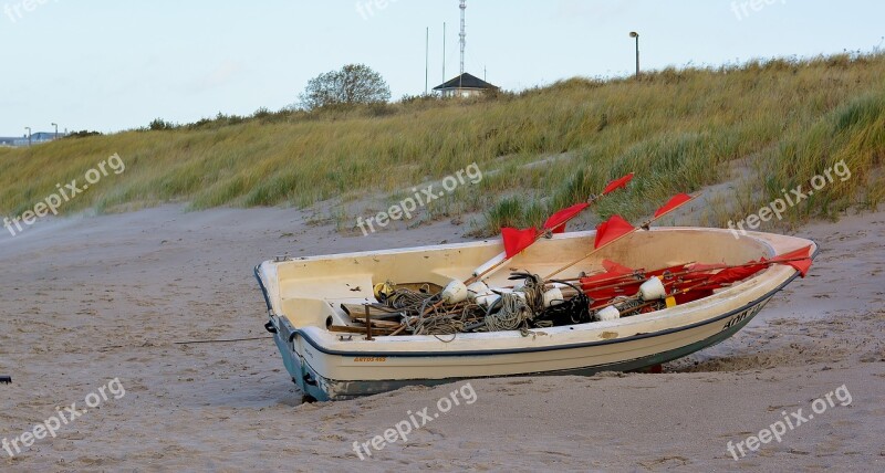 Coast Fishing Boat Dunes Beach Baltic Sea