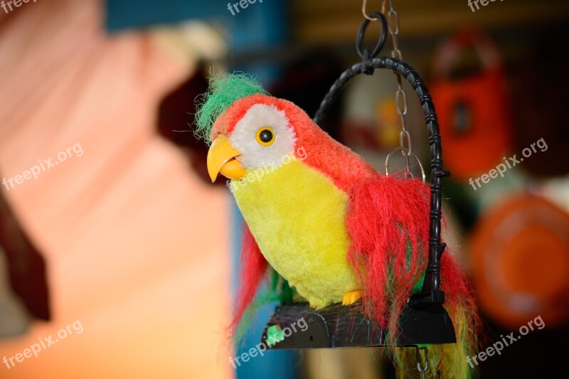 Bird Yellow Red Toy Green