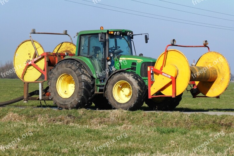 Tractor Agricultural Machinery Grassland Pasture Spring