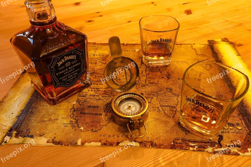 Compass A Map Glass Drink Free Photos