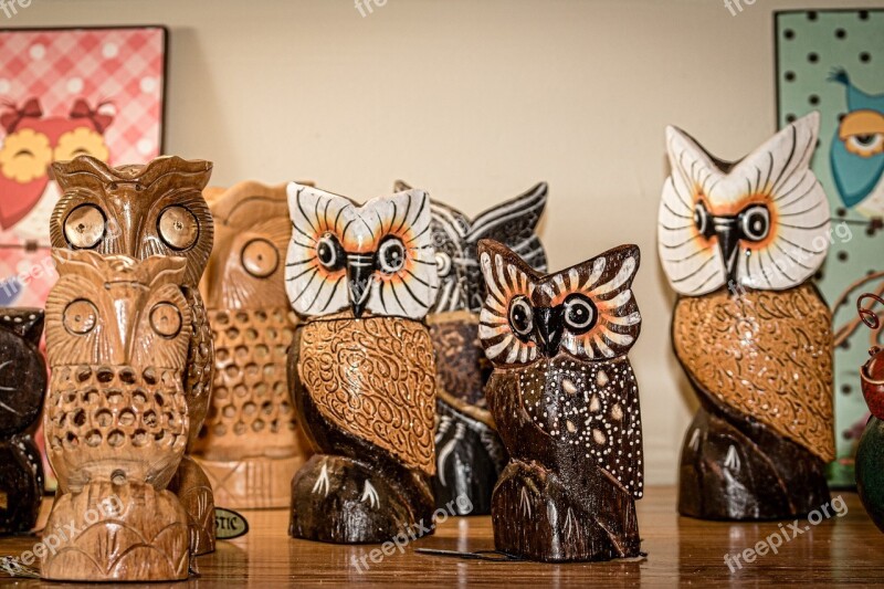 Owl Wood Bird Decoration Shelf