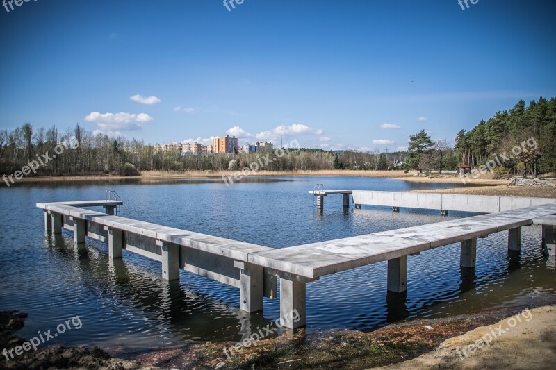 Lake Pier Water Landscape Scenic