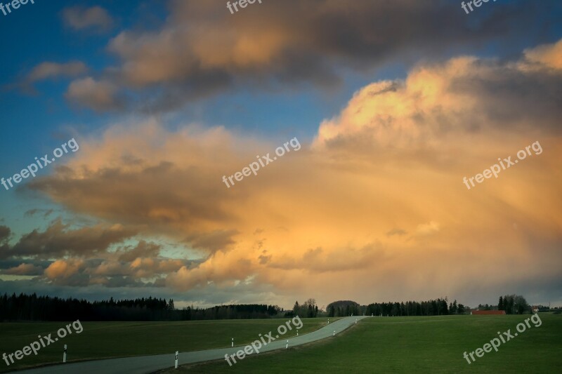 Clouds Road Abendstimmung Sky Nature