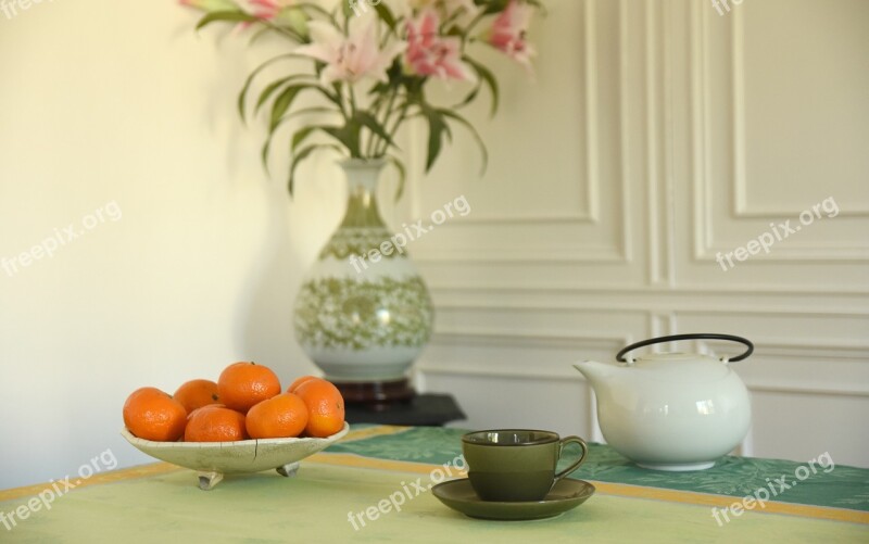 Breakfast Coffee Cup Fruit Teapot Beverage