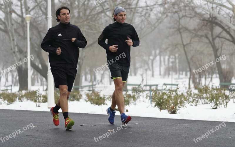 Men Running Sports Winter Snow