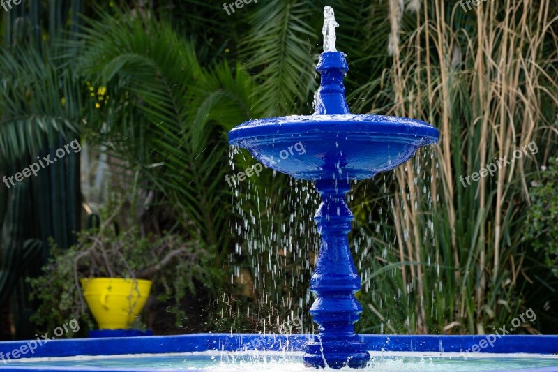 Fountain Jardin Majorelle Marrakech Morocco Blue