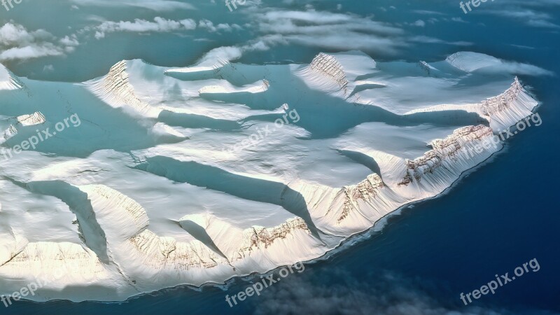 Iceland Aerial View Mountains Ice Snow