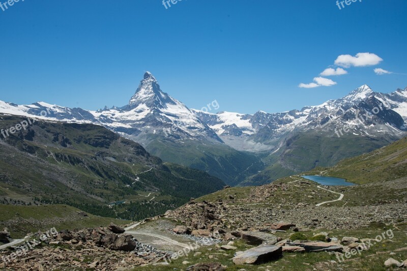 Alpine Mountains Switzerland Four Thousands Matterhorn