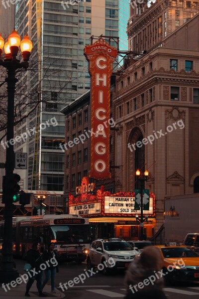 Chicago Theatre Light Musical Phone Wallpaper