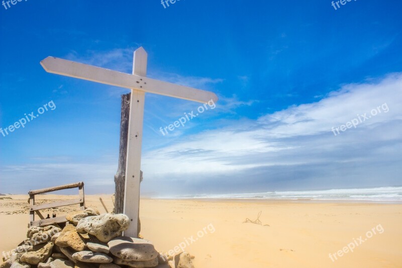 Cross Beach Landscape Sky Sand