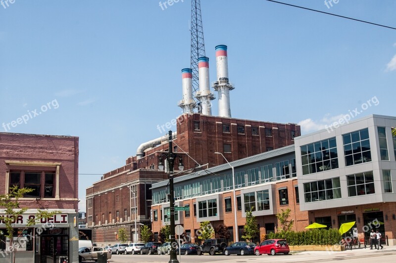 Detroit Midtown Smoke Stacks Daytime Free Photos