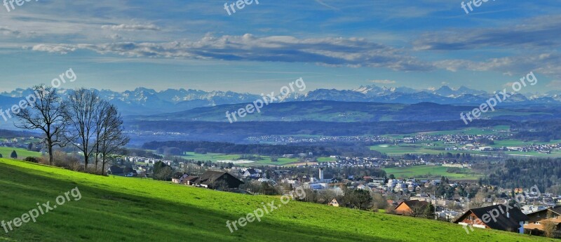 Landscape Switzerland Alpine Meadow Trees