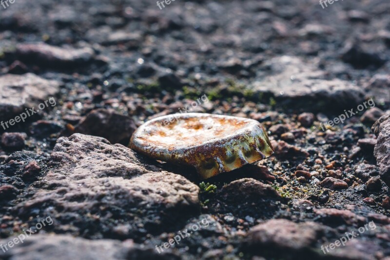 Bottle Caps Ground Old Rust Dents