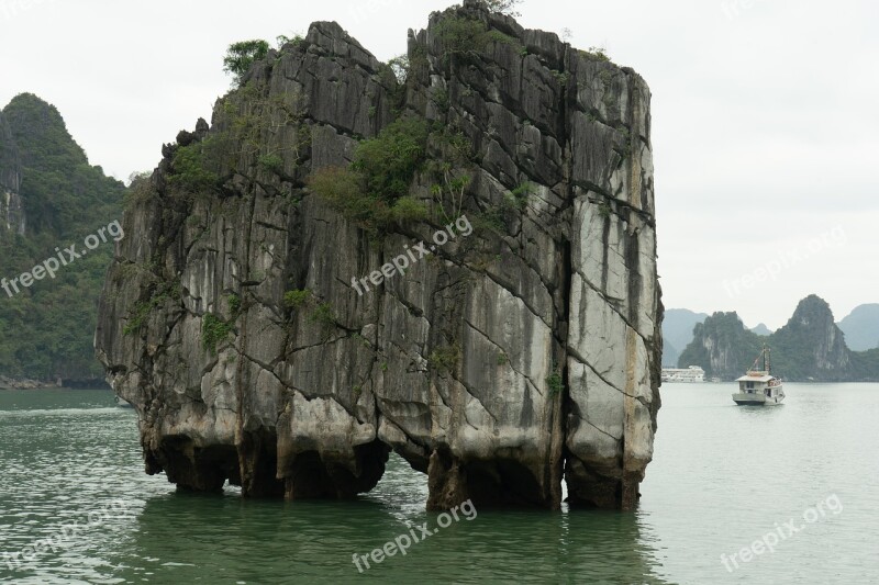 Halong Bay Rock Vietnam Nature Landscape