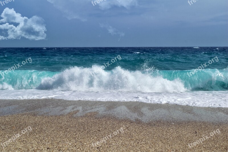 Wave Sea Beach Sand Blue