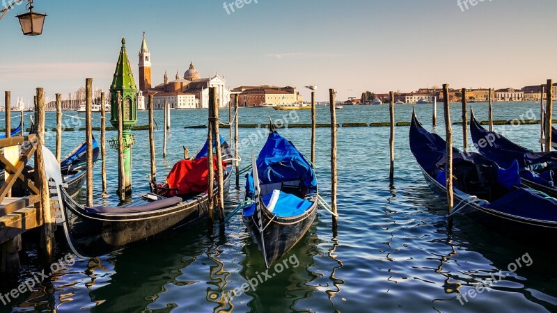 Gondolas Venice Channel Boats Free Photos