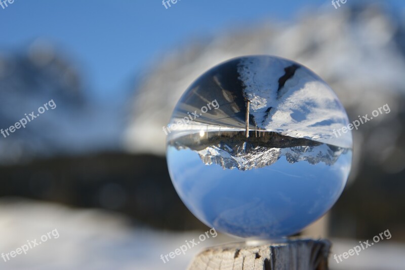 Glass Ball Winter Snow Mirroring Nature