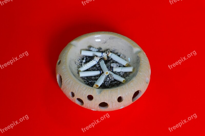 Cigarette Ashtray Worship Red Background