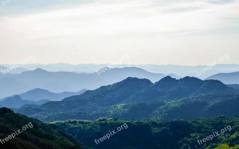 Mountain Landscape Green Mist China