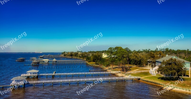 Mississippi America Panorama Gulf Sea