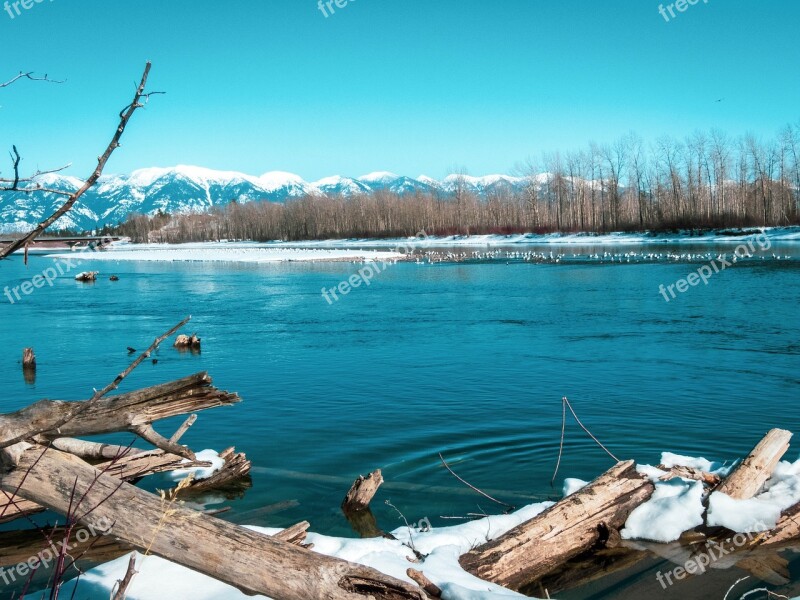 River Mountain Landscape Nature Water