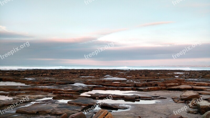 Sea Blue Rocks Cloud Horizon