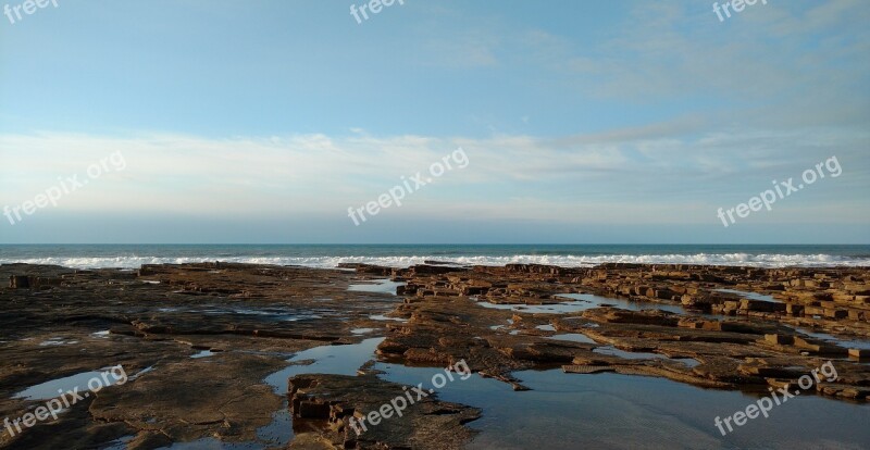 Sea Blue Rocks Cloud Horizon