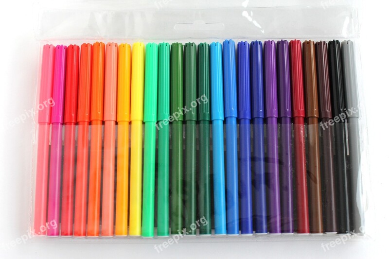 Felt Tip Pens Packaging Multi Colored Color Red