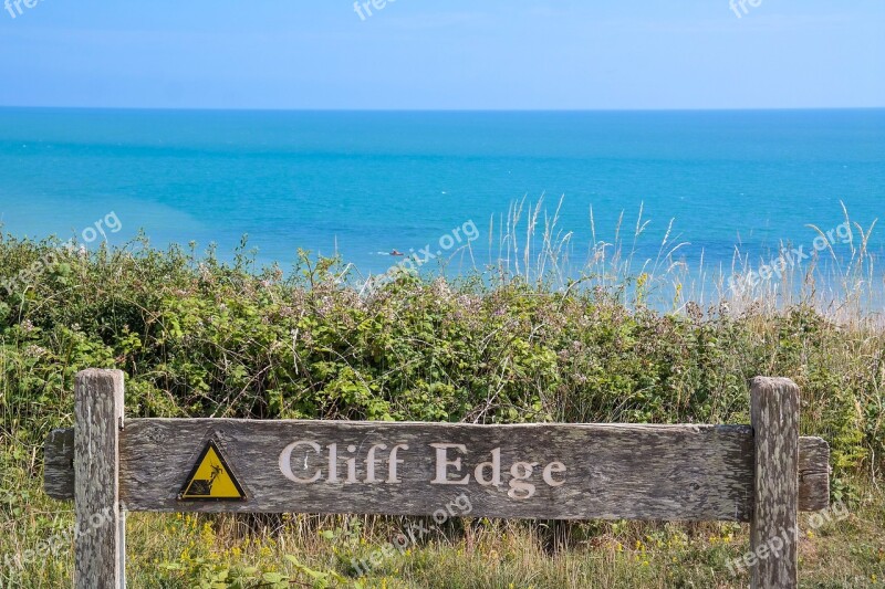 Sea Water Cliff Risk Blue