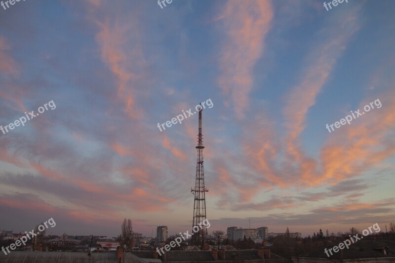 Sky Sunset Clouds Twilight Evening