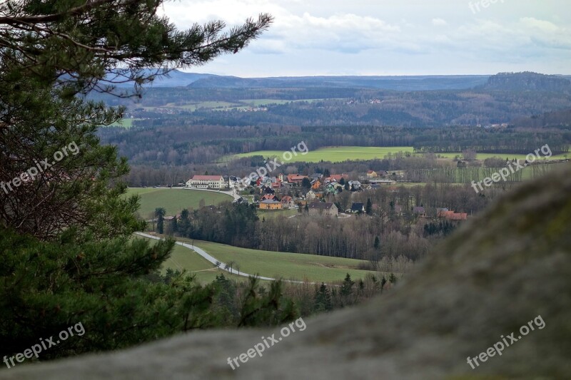 Saxon Switzerland Elbe Sandstone Mountains Lily Stone Landscape Rain