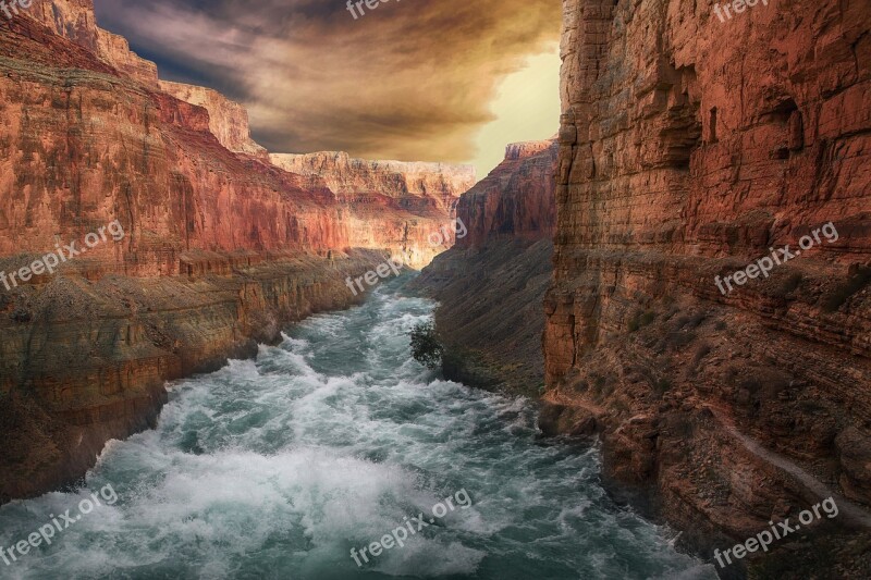 Mountains River Landscape Cannon Nature