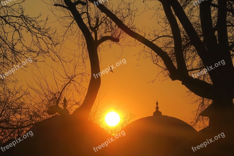 Sunset In The Evening Sky Landscape Nature