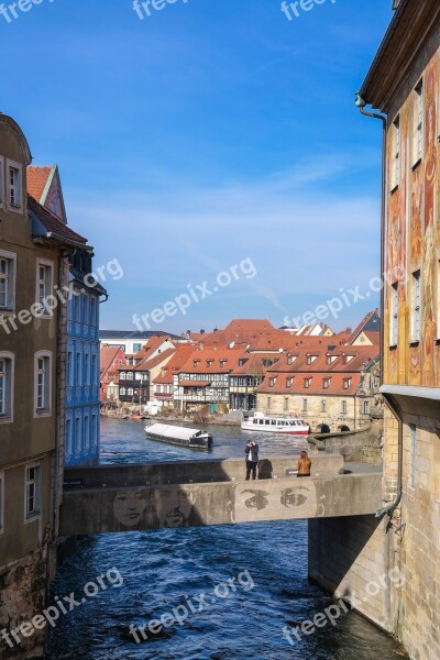 Bamberg Lower Bridge Regnitz River Water