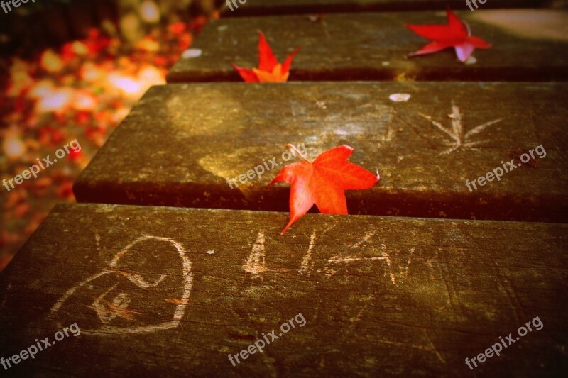 Fall Graffiti Table Leaf Wood