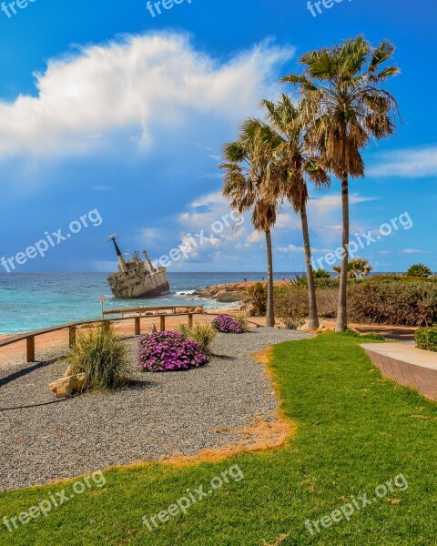 Shipwreck Sea Clouds Boat Wreck