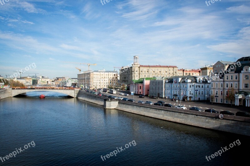 Moscow Bridge Quay River Russia