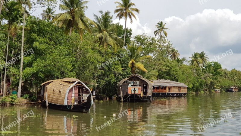 India Backwaters Cochin Boats Free Photos