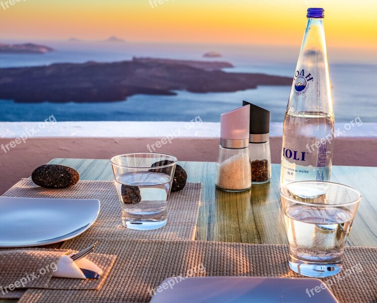 Santorini Eating Water Fresh The Drink