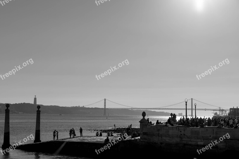 Lisbon Bridge Sunset Tejo Portugal