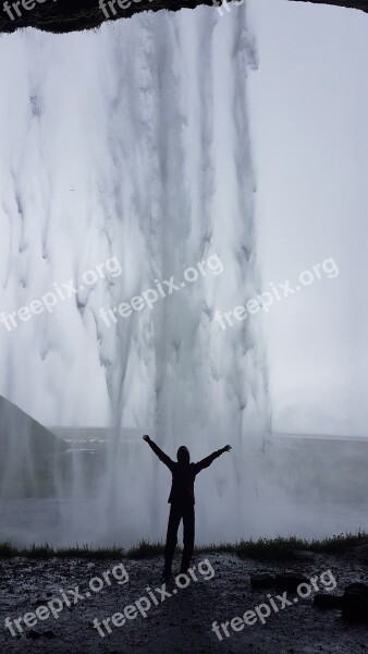 Iceland Waterfall Landscape Nature Scenic